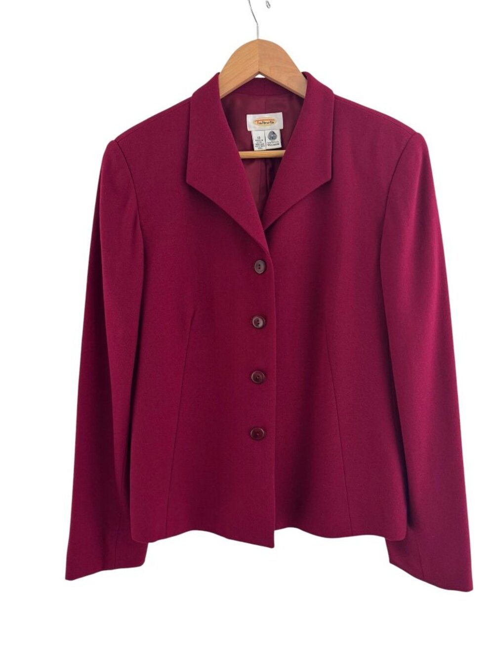 Talbots Dark Red 100% Wool Jacket Blazer Buttons Lined Size 12 Classic Timeless